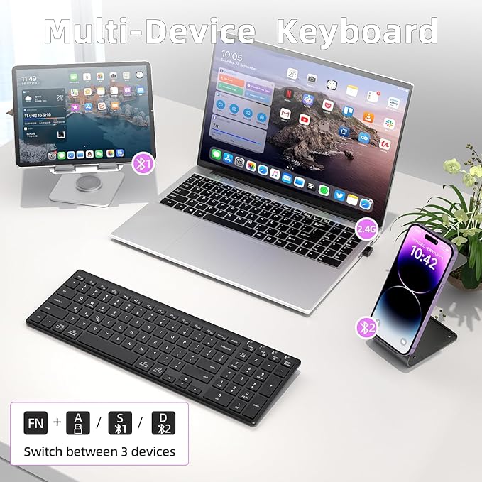 INFINMIND Wireless Ultra Slim Bluetooth Keyboard - Image 2