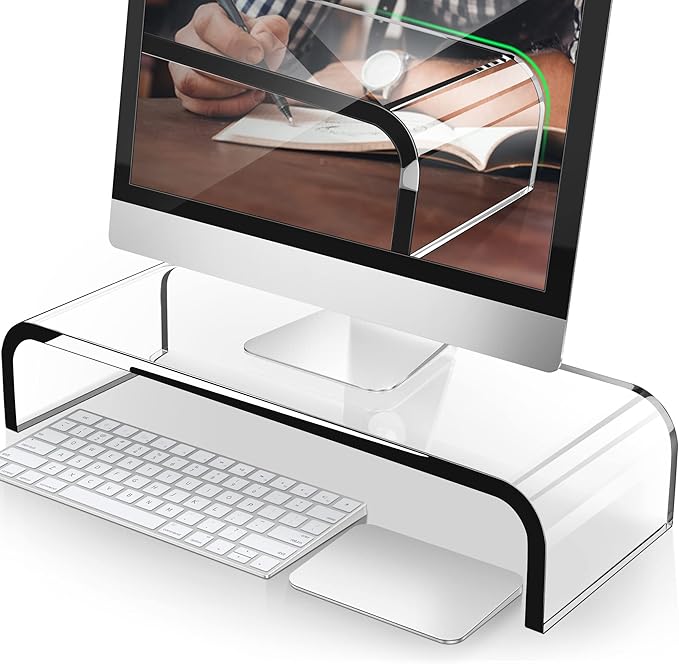 AboveTEK Acrylic Monitor Stand, Premium Large Monitor Riser 20 inch, Crystal by AboveTEK