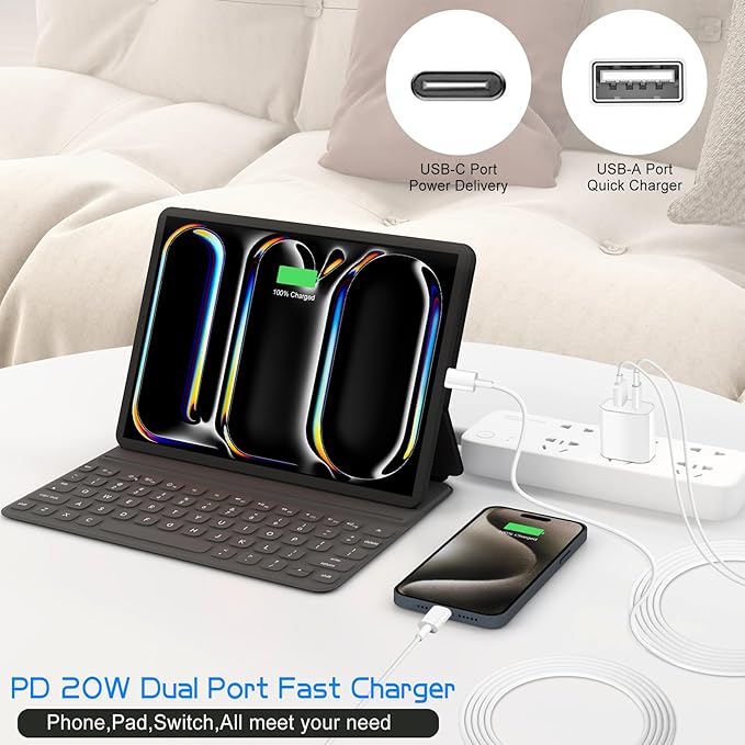 iPhone 16 15 Charger Fast Charging Block, Dual Port USB A/C Charger Adapter Plug - Image 6