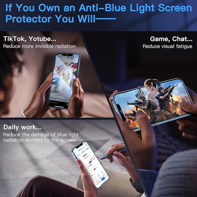 Uyiton Anti-Blue Light for iPhone 12 Pro Max Screen Protector - Image 3