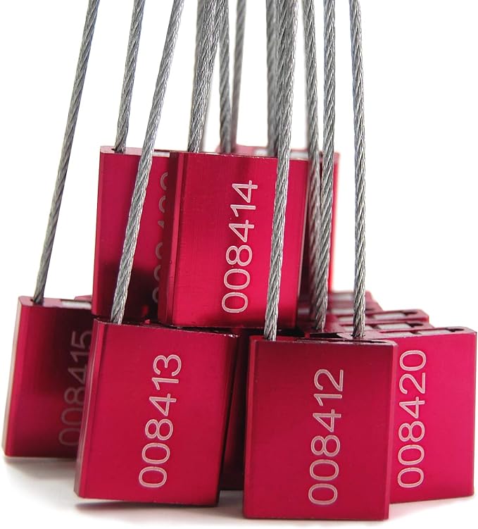Leadseals 50 Red Steel Cable Seals Metal High Security Seals Numbered Truck - Image 7