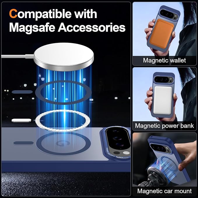 Magnetic for Google Pixel 9/Pixel 9 Pro Case, Shockproof Slim Translucent Matte - Image 2
