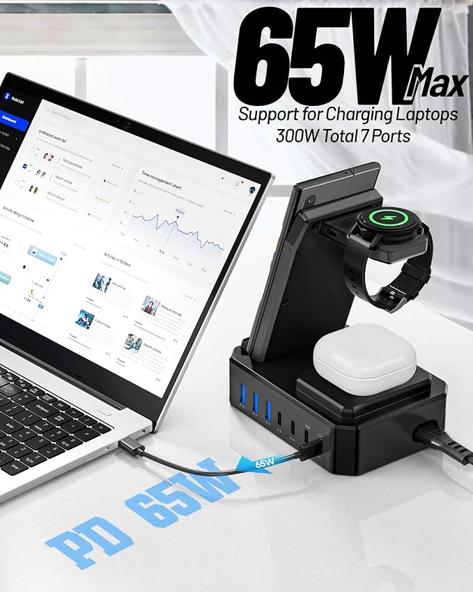 Wireless Charger for Samsung, 300W 10 in 1 Wireless Charging Station, 65W USB C - Image 4