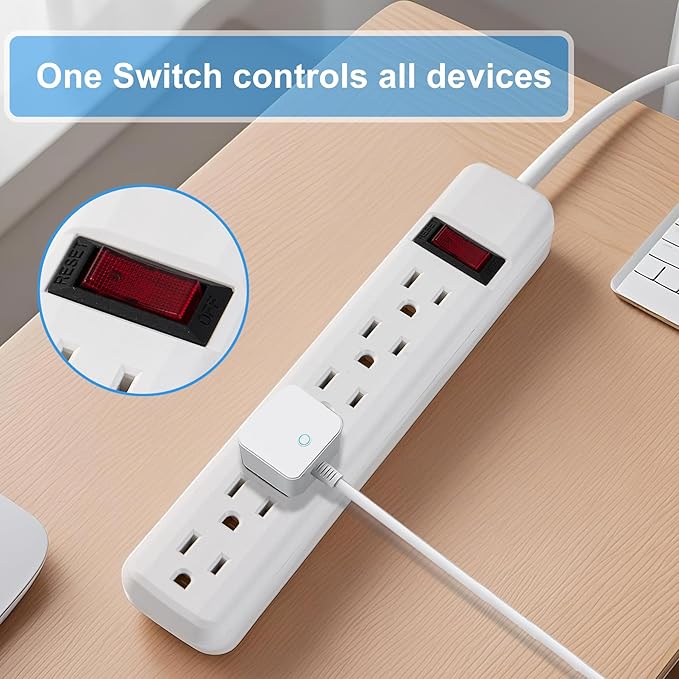 6-Outlet Surge Protector – 250 Joules, 2ft Cord, 1875W Max – Right Angle Plug - Image 4