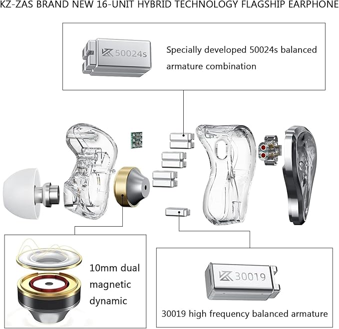 CCA KZ ZAS in Ear Monitor Headphones 16 Units 7BA 1DD Hybrid Drivers HiFi IEM - Image 3