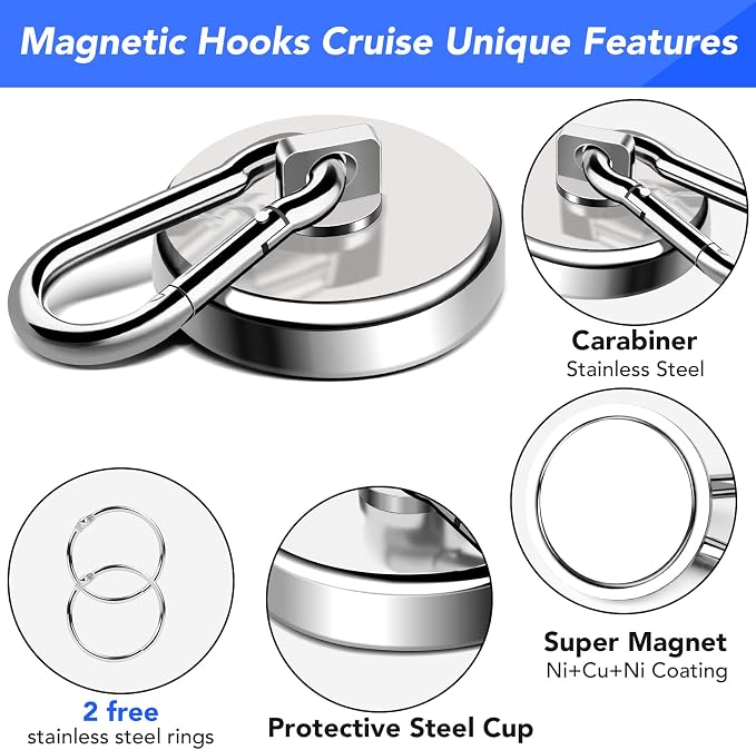 LOVIMAG Magnetic Hooks Heavy Duty, 200LBS+ Super Strong Magnetic Hooks Cruise - Image 4