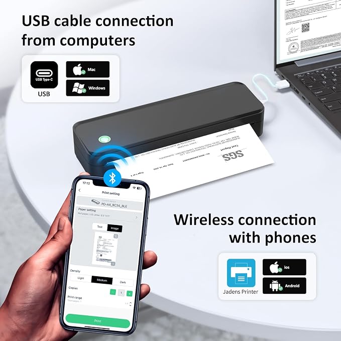 Inkless Portable Printer for Travel, Wireless Thermal Printer Supports 8.5 x 11 - Image 4
