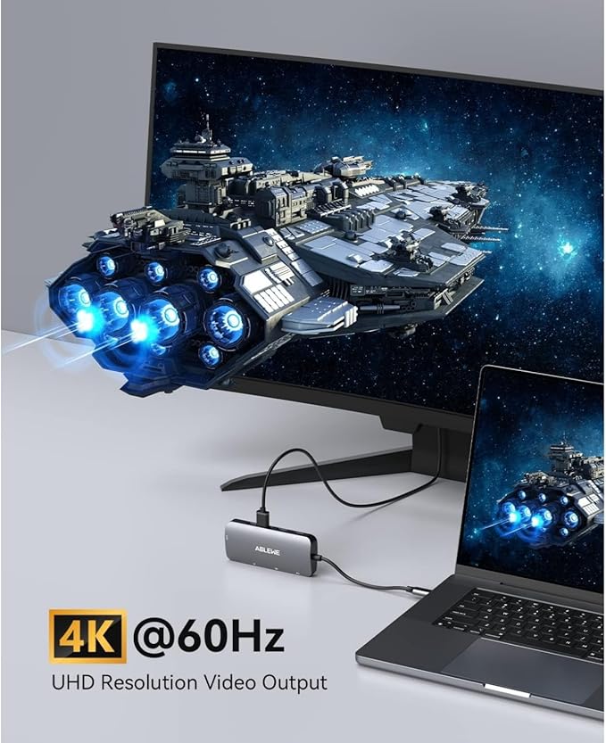 ABLEWE USB C Hub Ethernet, 8 in 1 Multiport USB C to HDMI Adapter 4K@60Hz - Image 6