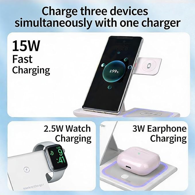 3-in-1 Foldable Wireless Charger - 15W Fast Wireless Charger - Image 4