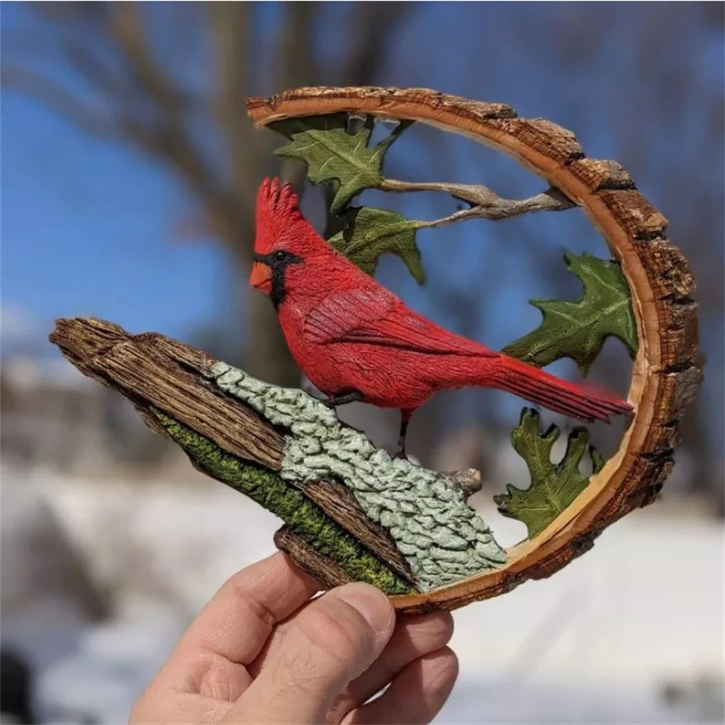 Cardinal Wood Carving - Handmade 'Cardinals Appear When Angels are Near', Unique Original Art Carving Work Statue Decor Small Animal Sculpture Art Wood Miniature