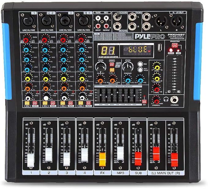 Pyle 4-Channel Bluetooth Studio Audio Mixer-DJ Sound Controller Interface - Image 2