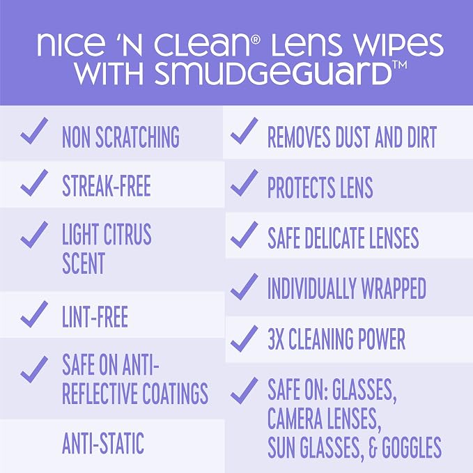 Nice 'N CLEAN SmudgeGuard Lens Wipes | Individually-Wrapped, Pre-Moistened - Image 9