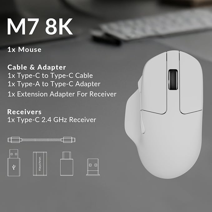 Keychron M7 8K Wireless Mouse, 30K DPI Optical Computer Mice, 2.4 - Image 9