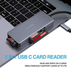 USB C SD Card Reader, 5- in-1 Aluminum Thunderbolt 3 Memory Card Reader - Image 5