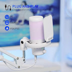 FEELWORLD VM1 White Gaming PC USB Microphone Condenser Mic - Image 5