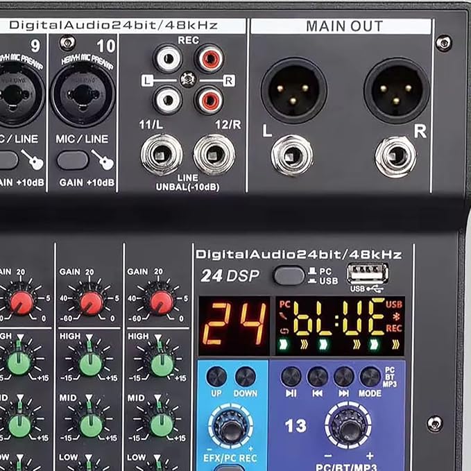 TEYUN 12 Channel Audio Mixer, Professional DJ Mixer - Image 7