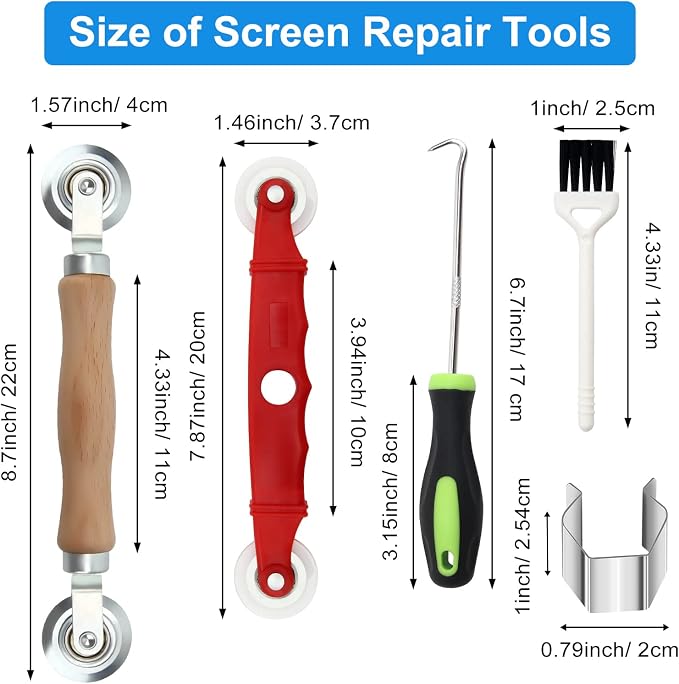 Window Screen Repair Kit Mesh Screen Spline Roller Repair Tools Kit - Image 2