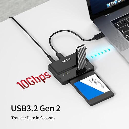 Unitek M.2 NVME SATA SSD Enclosure-2 in 1 Tool-Free Portable 10Gbps NVMe PCI-E - Image 2