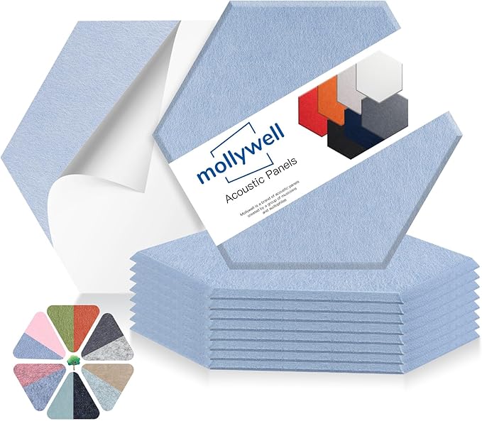 Mollywell Hexagon Acoustic Panels, High Density, Soundproofing, Decorative by Mollywell