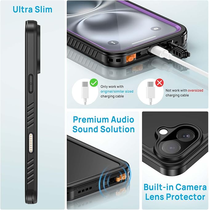 Lanhiem for iPhone 16 Plus Case, IP68 Waterproof Dustproof Shockproof Cases - Image 5