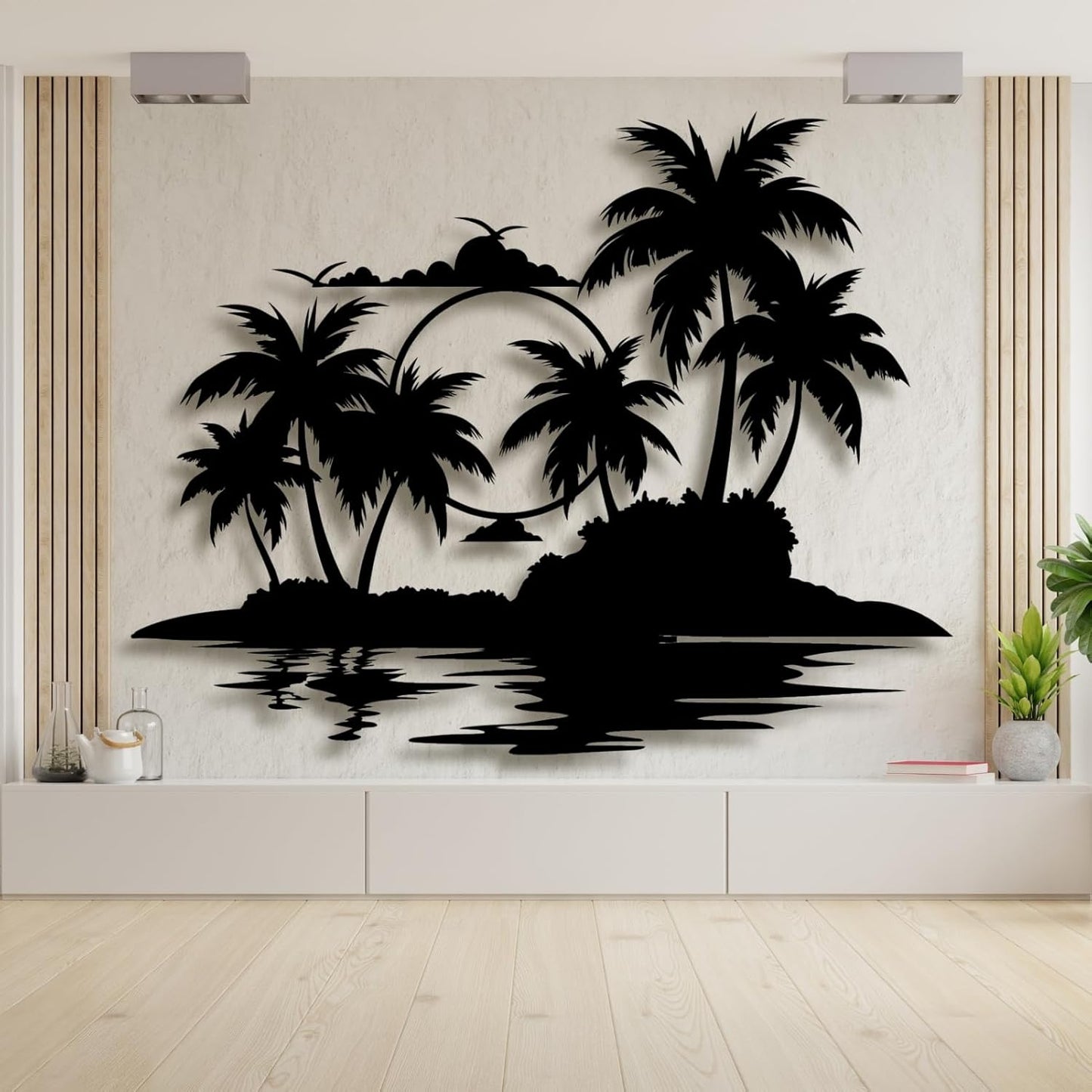 Palm Tree Metal Wall Decor,Palm Tree Metal Wall Art,Metal Palm Tree,Metal Palm Tree Wall Decor,Tropical Metal Wall Art,Beach Wall Decort,Metal Wall Decor (style 2,white,19 L" x 14 W" / 47 x 37 cm)