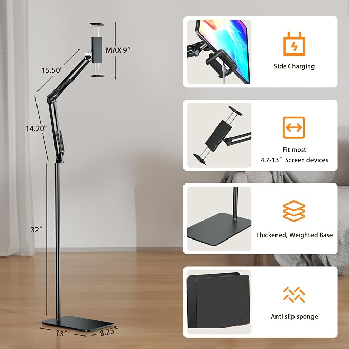 Tablet Floor Stand & Kindle Holder, Overhead Bed Reading Stand - Image 8
