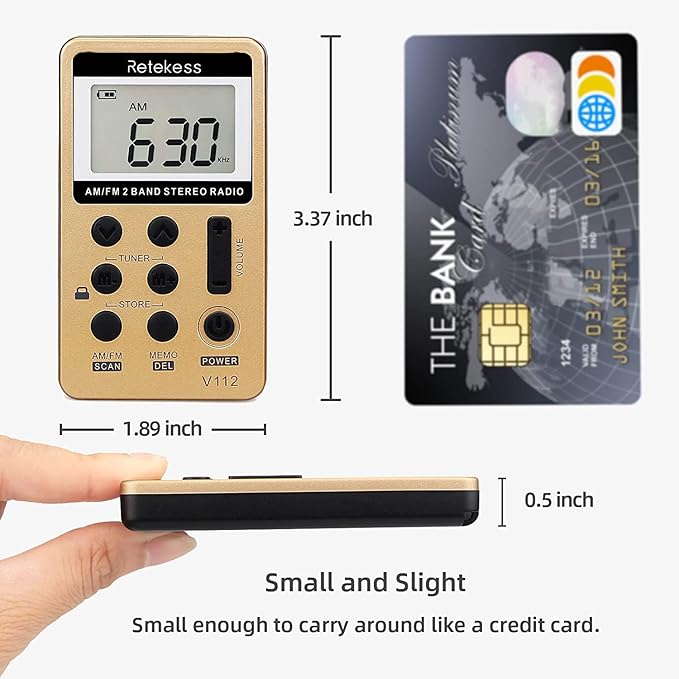 Retekess V112 AM FM Radio Portable, Mini Radio, Digital Tuning Rechargeable - Image 2