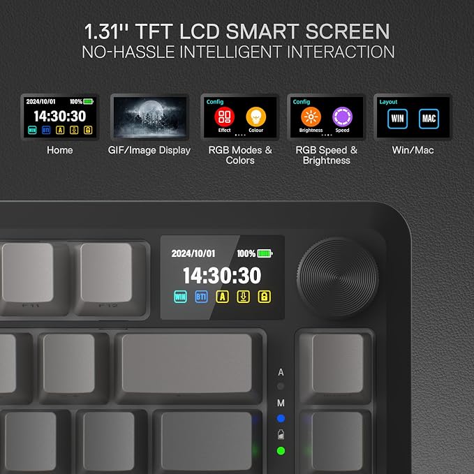 Redragon K724 PRO Wireless Gasket Gaming Keyboard w/Hype 1.14’’ TFT Screen & - Image 3
