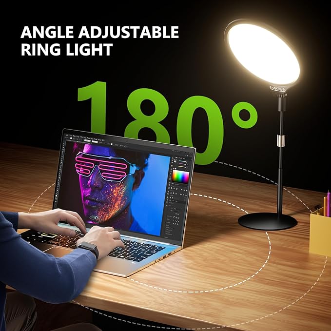 Aureday 10.5” Dimmable Desktop Ring Light - Image 6