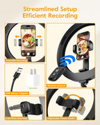 Ring Light with Stand for Desk, Adjustable Overhead Camera Mount with 10" Ring - Image 7