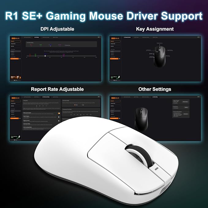 R1 SE+ Wireless Gaming Mouse, 18000 DPI, High-Precision PAW3395 SE Sensor - Image 8