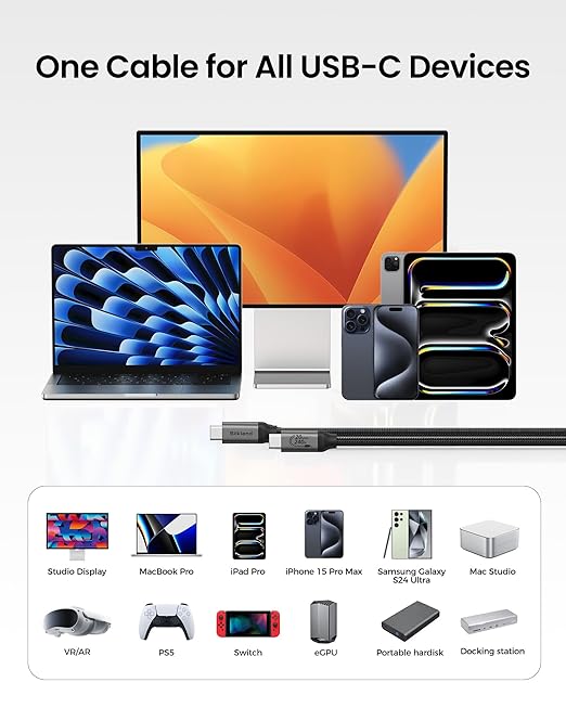 Silkland USB C Data Cable 20Gbps, Short 1FT USB3.2 Gen 2x2 High Speed Data - Image 8