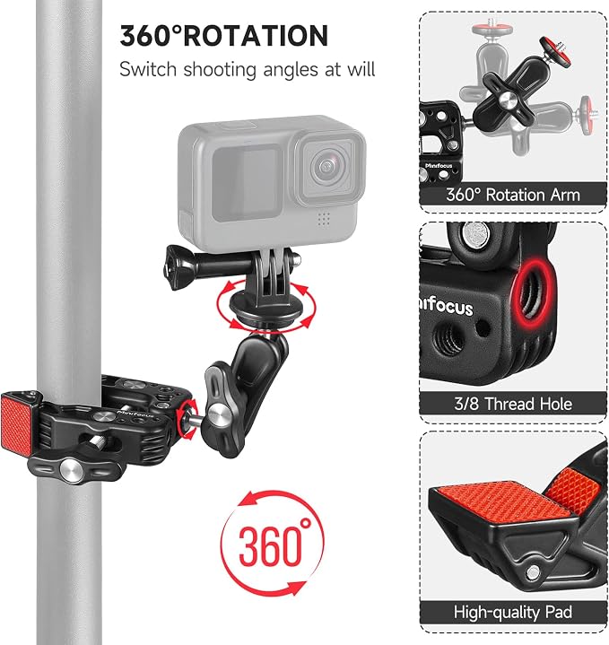 MINIFOCUS Super Clamp Camera Clamp Mount, 360° Ballhead Magic Arm - Image 3