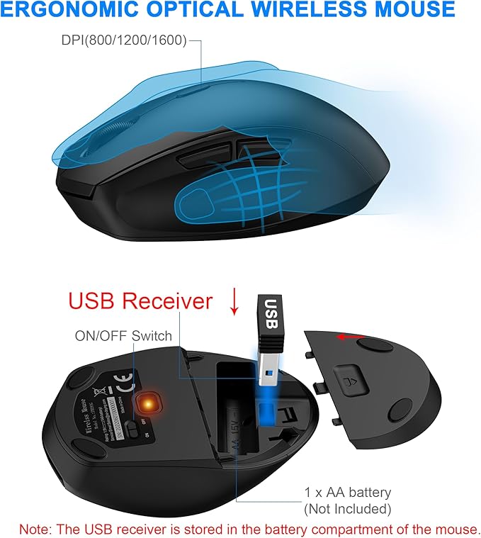 Wireless Keyboard and Mouse Combo, EDJO 2.4G Full-Sized Ergonomic Computer - Image 4