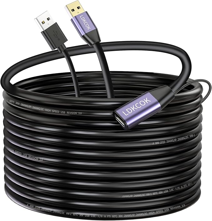 LDKCOK USB 2.0 Type A Male to A Female Active Repeater Extension Cable 30ft by LDKCOK