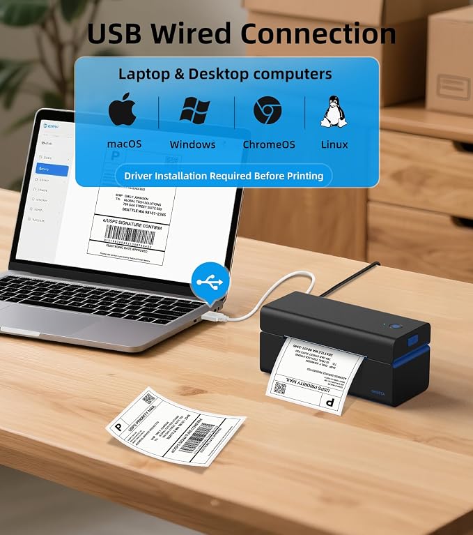 ORGSTA Bluetooth Thermal Shipping Label Printer T001-Plus Wireless 4x6 Shipping - Image 3