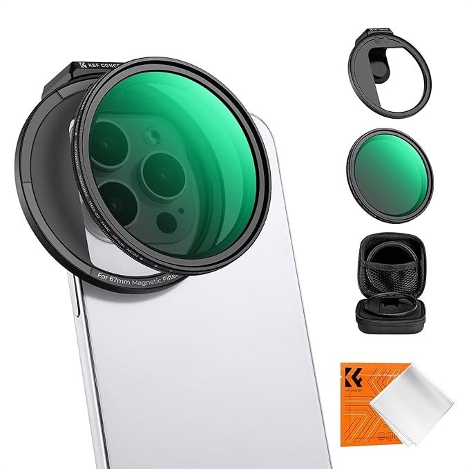 K&F Concept Clip On 67mm Variable ND2-32 Magnetic Phone Lens Filter Kit by KFCONCEPT
