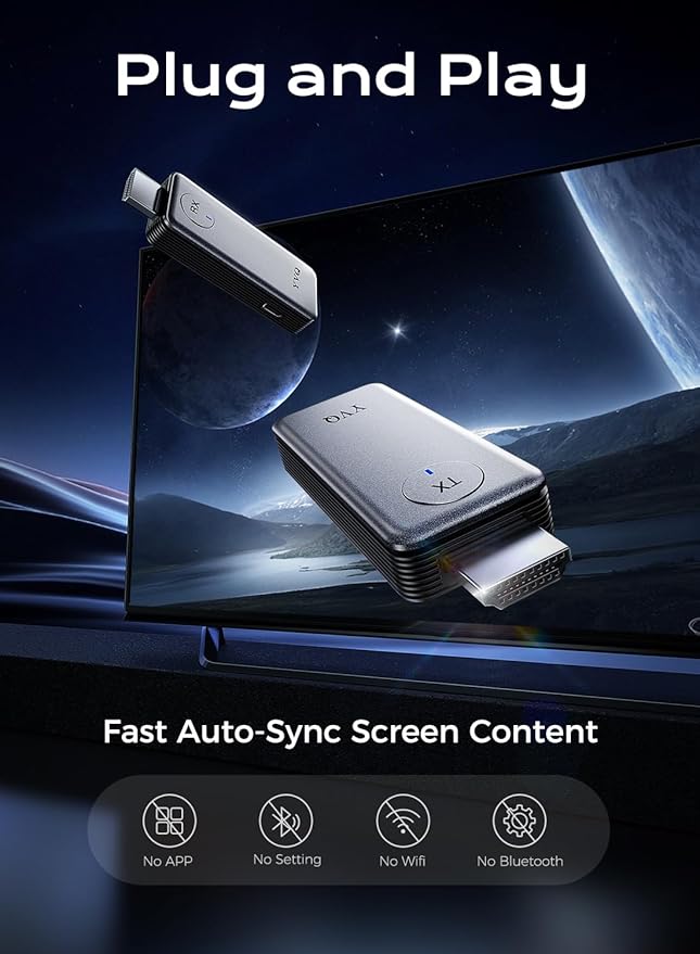 2025 Upgraded Wireless HDMI Transmitter and Receiver, 4K Decode 1080P Output - Image 2