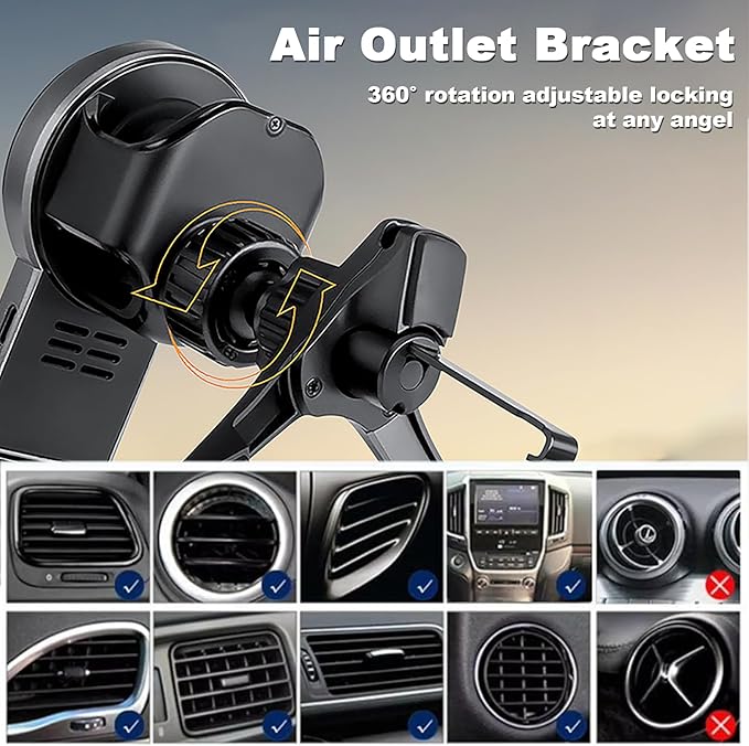 3 in 1 Wireless Car Charger, 15W Fast Charging Phone Holder Foldable Magnetic - Image 6