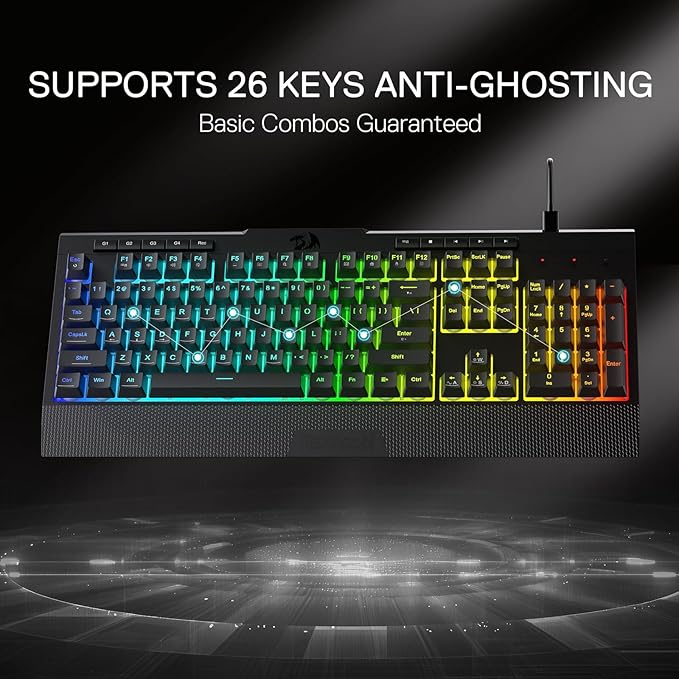 Redragon K525 RGB Backlit 104 Keys Wired Membrane Gaming Keyboard w/ 5 - Image 6