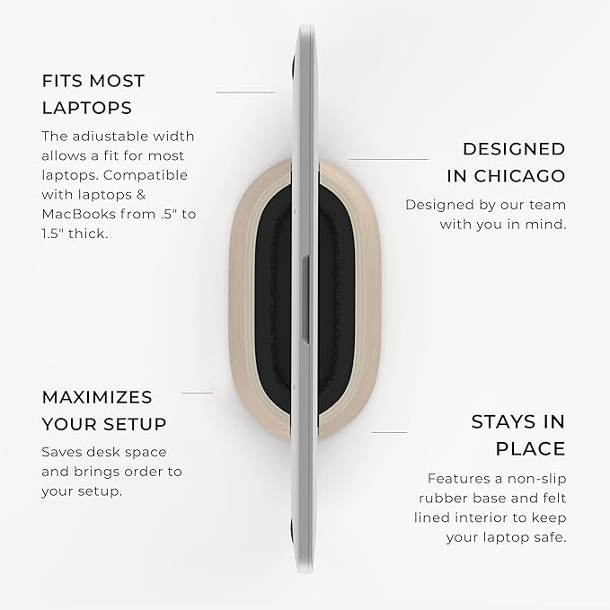 HumanCentric Vertical Laptop Stand in Maple Wood, Upright Adjustable Holder and - Image 3