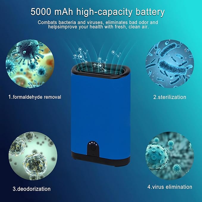 Portable Ozone Generator Air Purifier – 5000mAh Rechargeable, Battery Operated - Image 2