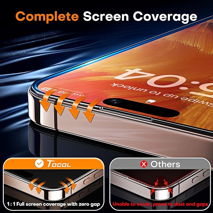 TOCOL for iPhone 16 Pro Privacy Screen Protector 6.3-Inch True 25°Anti Spy 9H+ - Image 5