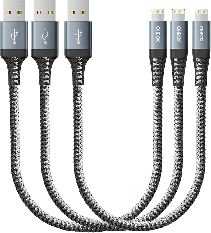 Short iPhone Charger Cable 1FT, i Phone Charging Cord Compatible by OHBOX