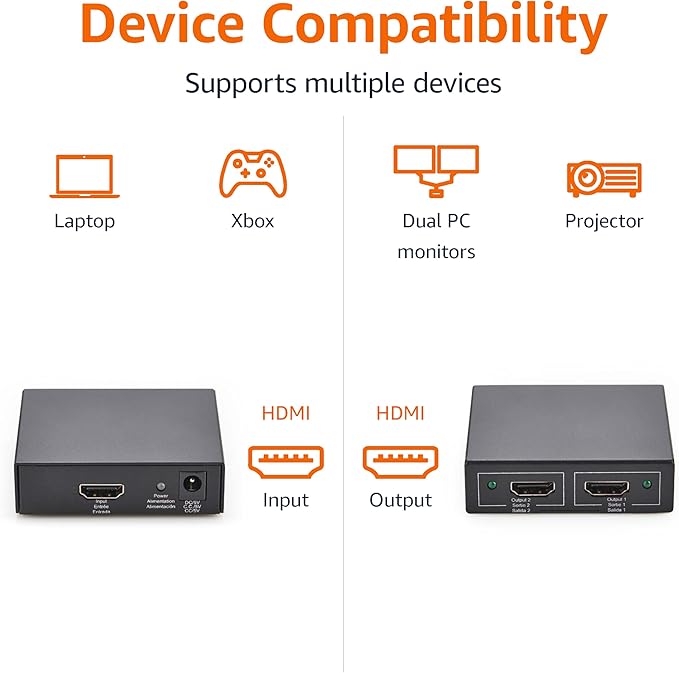 Amazon Basics HDMI Splitter 1 in 2 Out, 4K@30Hz - Image 3