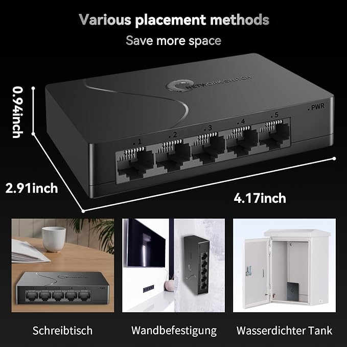 5 Port Easy Smart Managed Ethernet Switch Gigabit Switch, Network Hub, Ethernet - Image 8