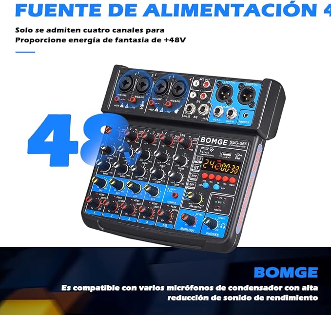 BOMGE 6 Channel mini DJ Audio sound mixer console - Image 4