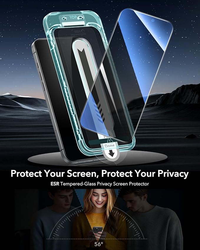 ESR 3 Pack for iPhone 16 Pro Privacy Screen Protector, Anti-spy Tempered-Glass - Image 2