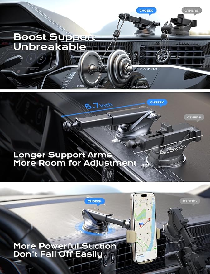 Wireless Car Charger, 15W Fast Charging Auto Clamping Car Charger Phone Mount - Image 5