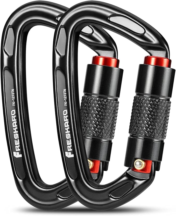 FresKaro UIAA Certified 25KN Auto Locking Climbing Carabiner Clips, Twist Lock by FresKaro